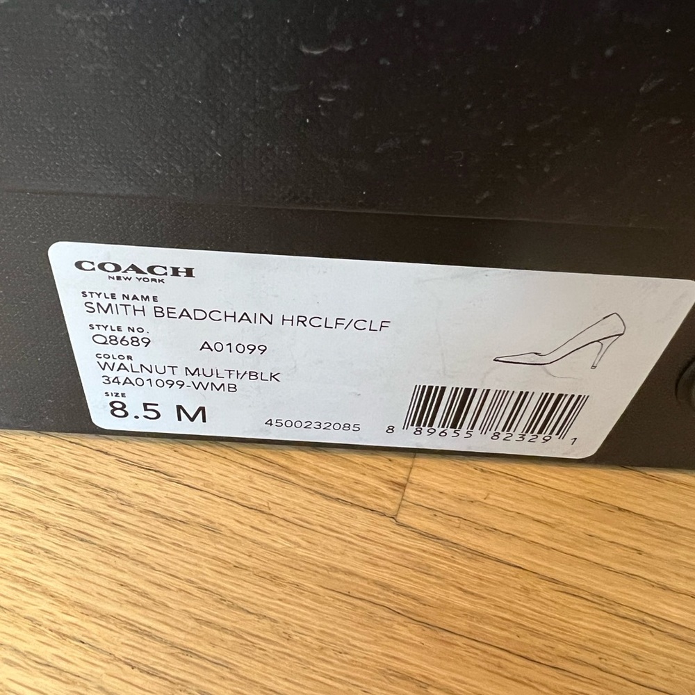 Coach Smith Beadchain walnut multi/blk high heel